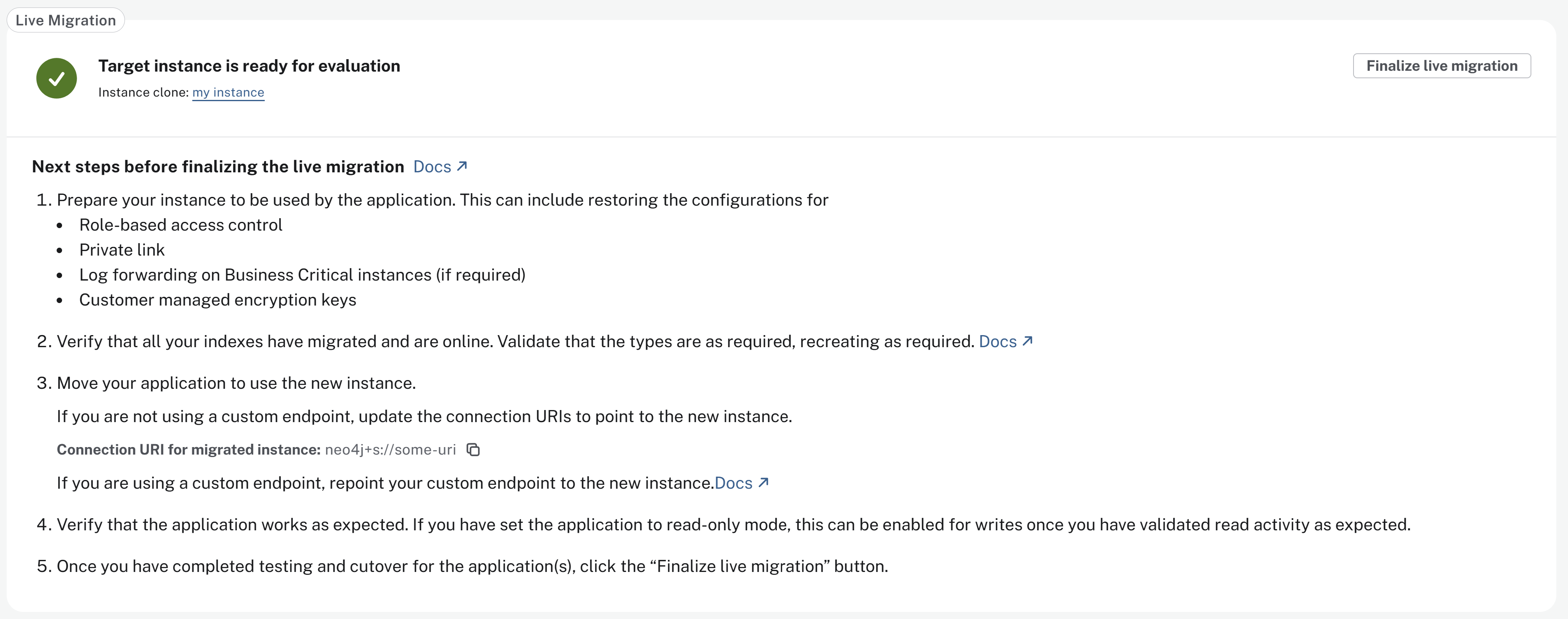 mrr live migration ready for test